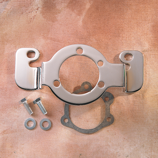 Drag Specialties air cleaner support bracket kit for '84-'89 Big Twin motorcycles, shown with metal components and mounting points.