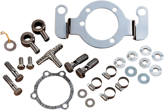 Support bracket kit for Big Twin motorcycles by Drag Specialties, includes mounting hardware and brackets for engine support.