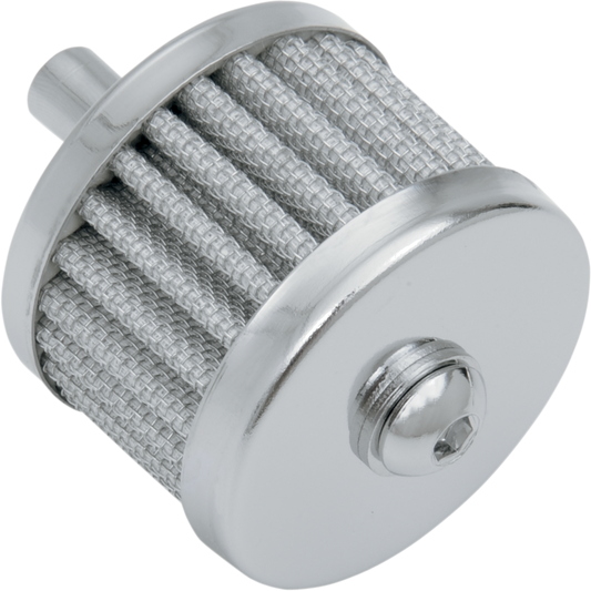Drag Specialties crankcase vent replacement filter 35-0319-BC142 for motorcycle engines, shown in a close-up image.