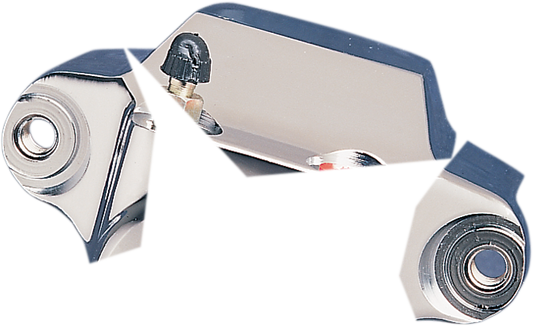 Rear brake caliper for Harley Big Twin by Drag Specialties, part 054004-BX-LB2, shown in black with mounting hardware.