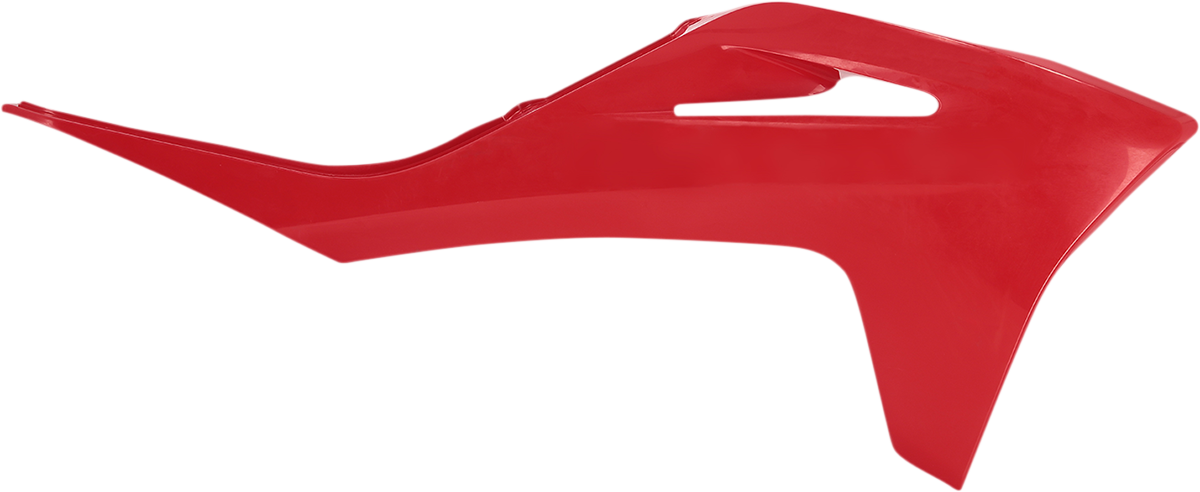 Red ACERBIS radiator shroud, body part for motorcycle, with Bill's Exhausts branding, shown on a white background.
