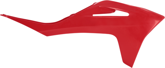 Red ACERBIS radiator shroud, body part for motorcycle, with Bill's Exhausts branding, shown on a white background.
