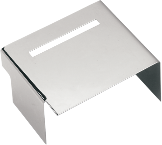 Chrome battery cover for sealed and conventional motorcycle batteries by DRAG SPECIALTIES, showcasing shiny chrome finish and secure fit.