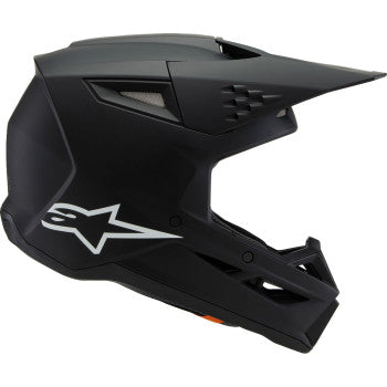 Alpinestars Youth SM3 helmet in matte black, small size, featuring a solid design for motocross or dirt biking.