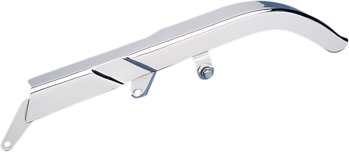 Chrome Drag Specialties upper belt guard for 1993-1999 FXST/FLST and 1988-1992 International FXST/FLST motorcycles.