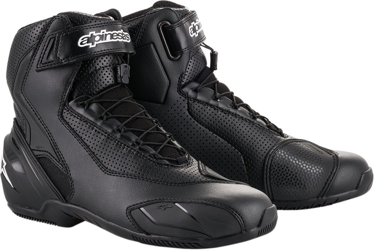 Black Alpinestars SP-1 v2 Vented Shoes for men, US 6.5, featuring breathable design and sporty style.