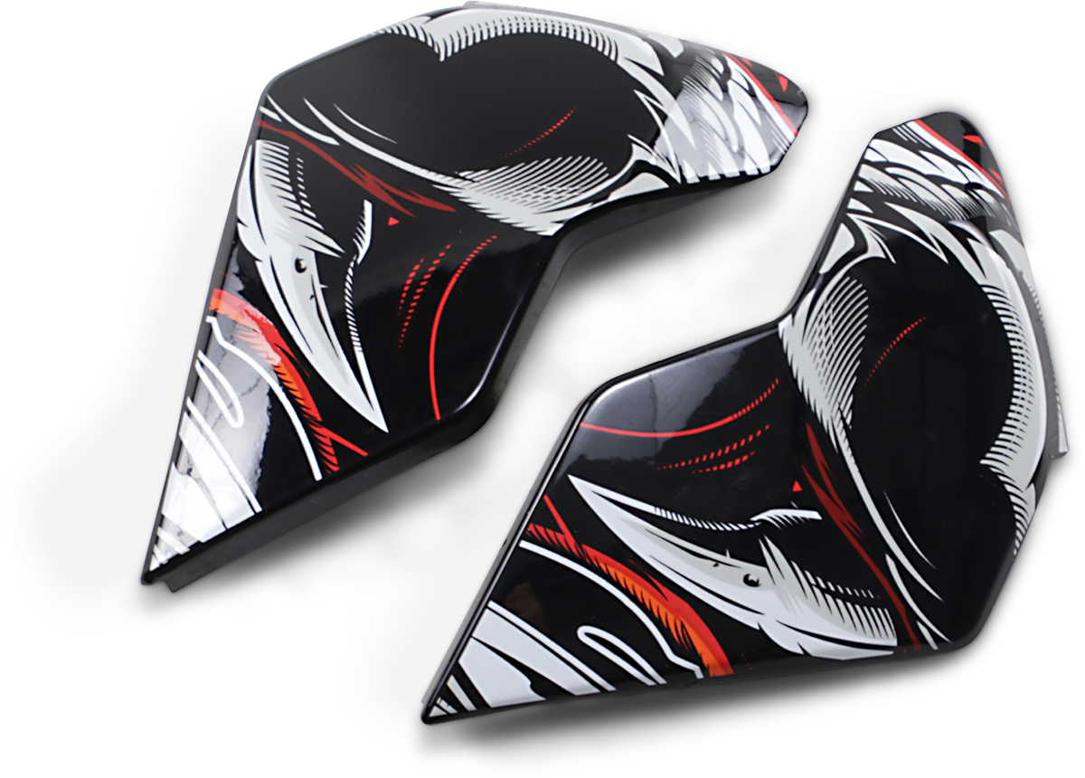 Orange ICON Airflite™ side plates for helmets, compatible with Trumbull models, by Bill's Exhausts.