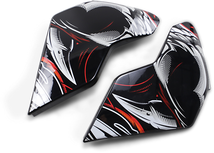 Orange ICON Airflite™ side plates for helmets, compatible with Trumbull models, by Bill's Exhausts.