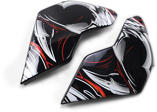 Orange ICON Airflite™ side plates for helmets, compatible with Trumbull models, by Bill's Exhausts.