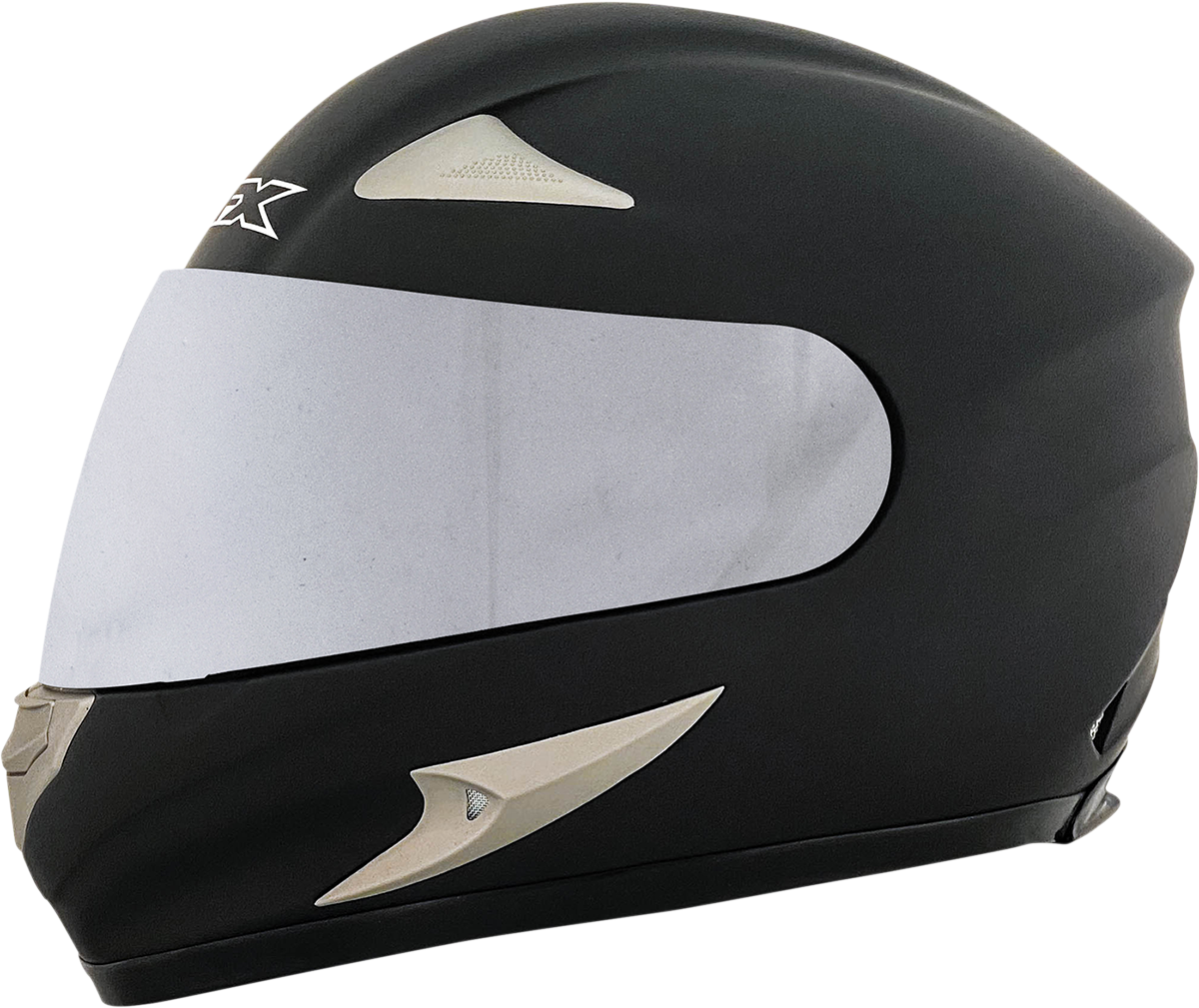 Bill's Exhausts AFX FX-90/FX-Magnus helmet outer shield in silver mirror finish, featuring a sleek reflective design.
