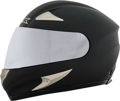 Bill's Exhausts AFX FX-90/FX-Magnus helmet outer shield in silver mirror finish, featuring a sleek reflective design.