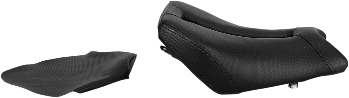 Black SADDLEMEN Gel Channel Track Carbon Fiber Sport Seat for BMW S1000RR, designed for sporty motorcycle riding.