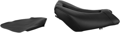 Black SADDLEMEN Gel Channel Track Carbon Fiber Sport Seat for BMW S1000RR, designed for sporty motorcycle riding.