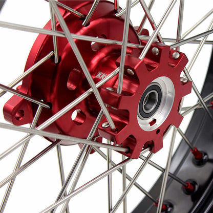 KKE 17 Inch OEM Size Supermoto Wheels for Honda XR650L 1993-2024 Red Nipple - Howling Moto
