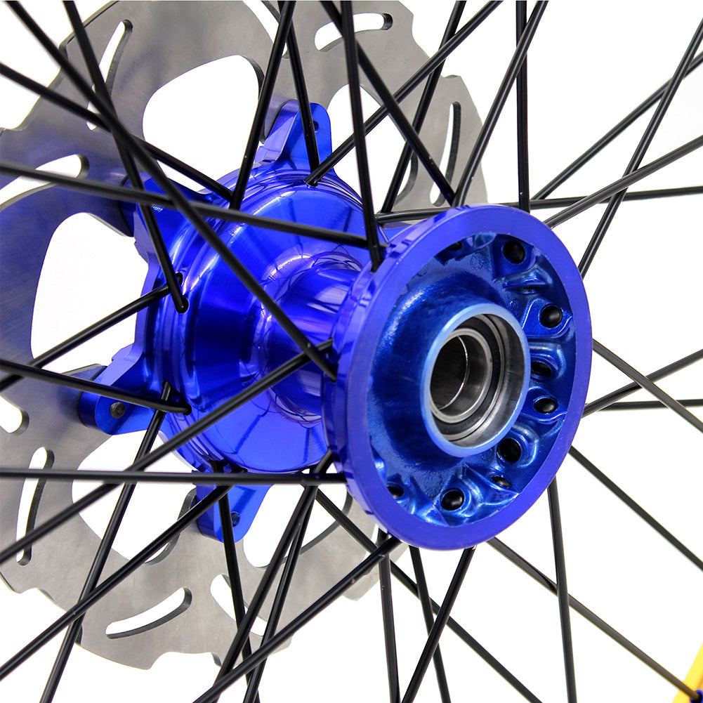 KKE 21"&19" Mx Dirtbike Cast Wheels For YAMAHA YZ125 YZ250 1999-2016 YZ250F YZ450F 2003-2015 Gold Rim Black Spokes With Disc - Howling Moto