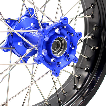 KKE 17inch Supermoto Wheels Set For YAMAHA WR250R 2008-2020 Blue Hub
