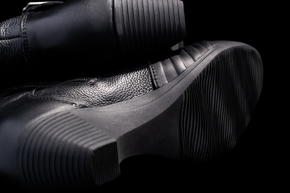 Black ICON Women's Tuscadero™ Boots by Bill's Exhausts, US size 5, showcasing stylish ankle boot design with a sleek finish.