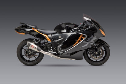 YOSHIMURA 11211AP520 At2 Race exhaust system with stainless steel and carbon fiber components, designed for high-performance motorcycles.