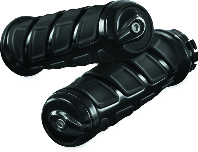 Kuryakyn Kinetic Grips in black for powersports vehicles, featuring ergonomic design and textured surface for enhanced grip.