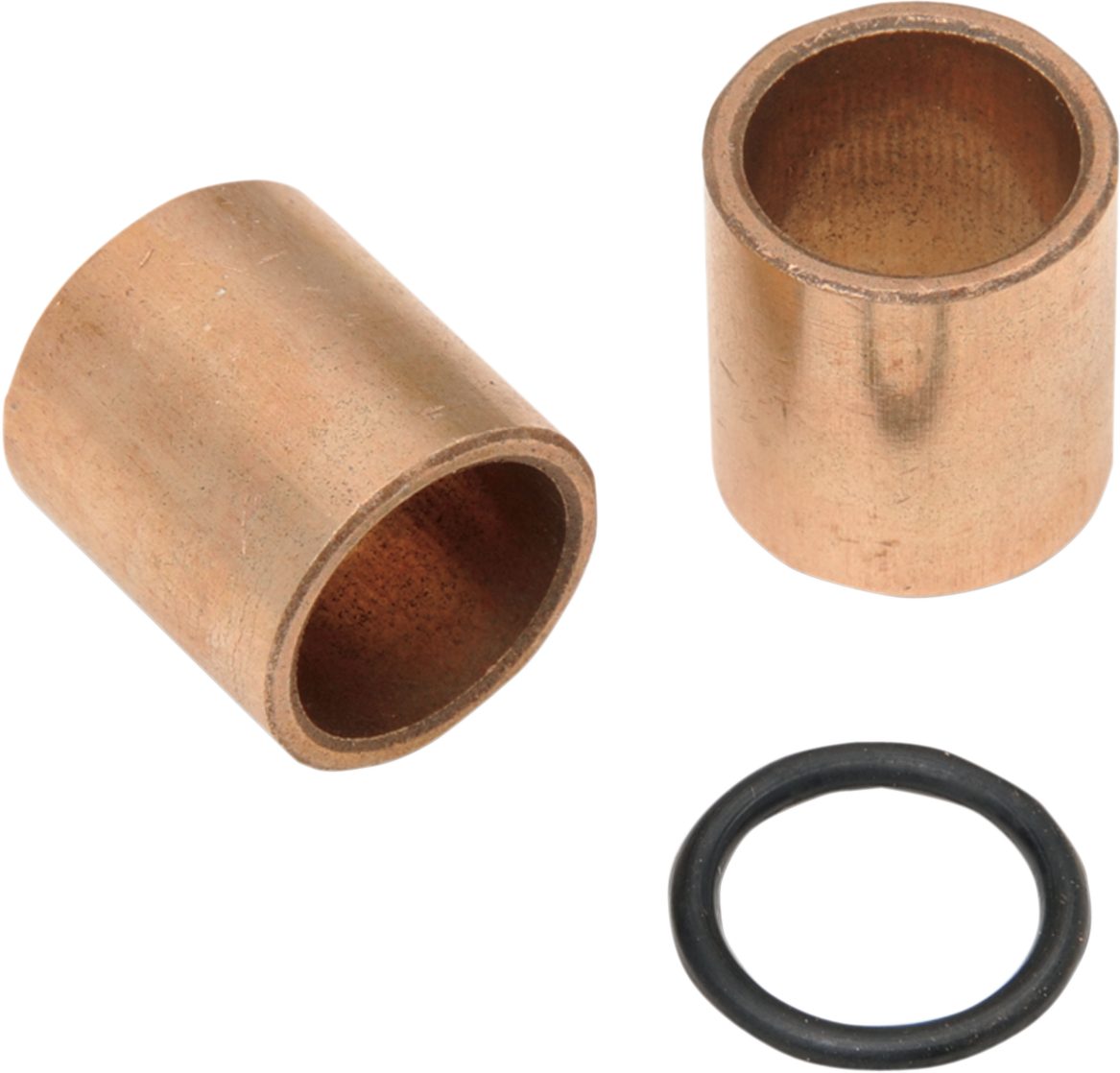 Close-up of DRAG SPECIALTIES transmission cover bushings for Harley-Davidson, showing the black rubber components.