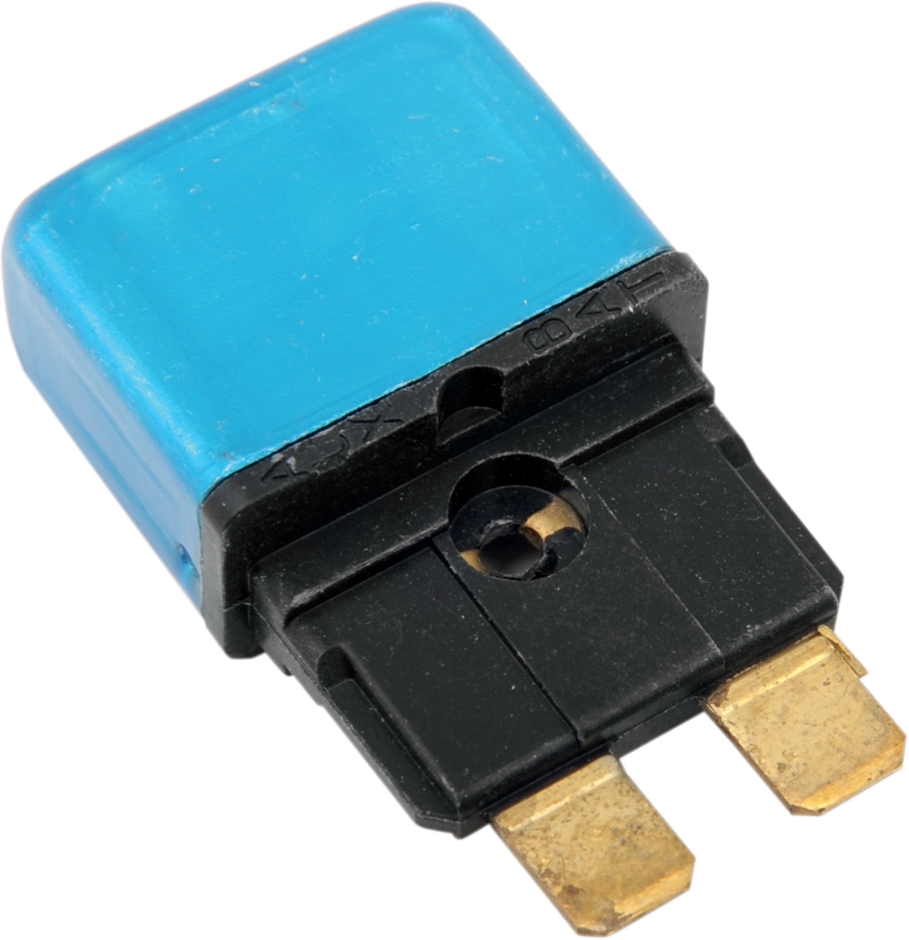 DRAG SPECIALTIES 15A circuit breaker for Harley Davidson motorcycle, compact electrical component with black housing.