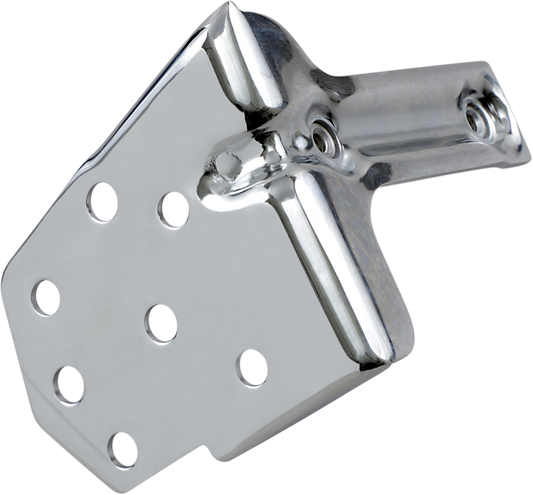 Chrome regulator bracket for Harley Davidson by Drag Specialties, compatible with models 19-0302, shown in the product image.