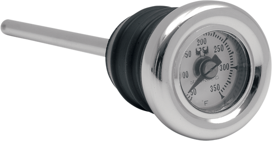 DRAG SPECIALTIES oil plug with temperature gauge, 3.87 inch, metal construction, for motorcycle engines, part number 20263-BX9
