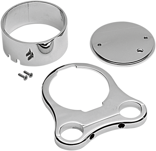 Chrome Drag Specialties 1.25-inch T-Bar single gauge mount for 2000-2022 OEM style gauges, durable motorcycle accessory.