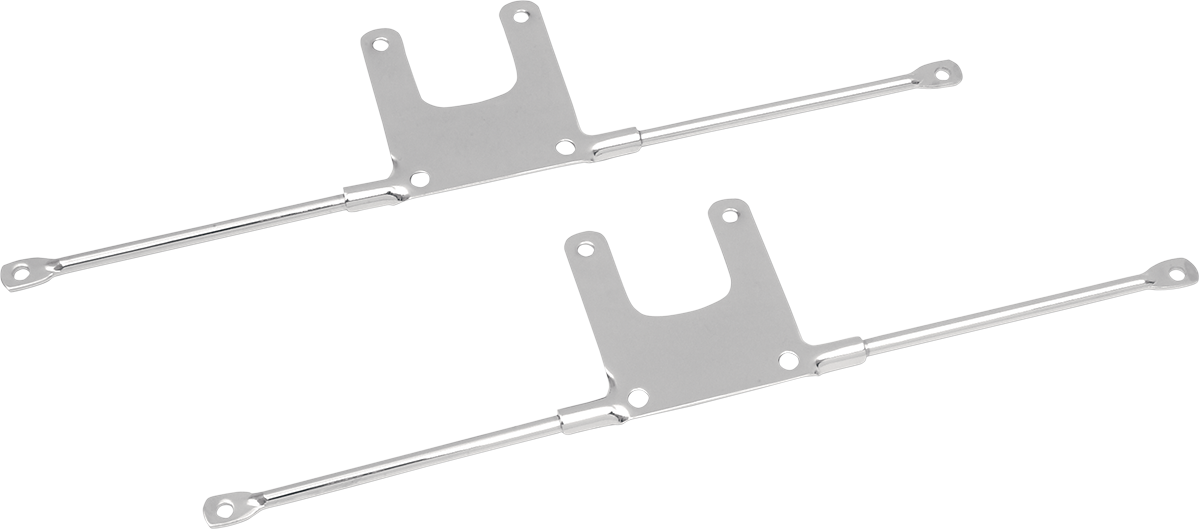 Drag Specialties front fender mount brackets in black, designed for easy installation on motorcycle front fenders.
