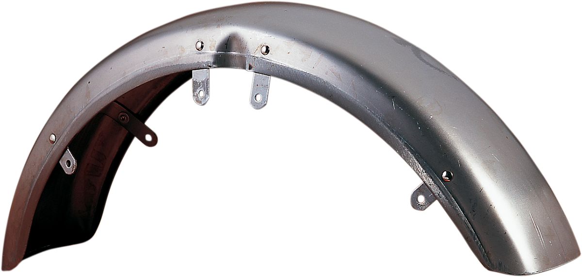 Chrome finish DRAG SPECIALTIES front fender replacement 51-0105B for motorcycle with sleek, polished design.