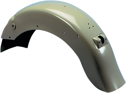Drag Specialties smooth rear fender with taillight mount for Harley 4-Speed FL models, featuring durable metal construction.
