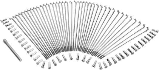 Stainless steel Drop Center spoke set for 16-inch front and rear wheels, designed by Drag Specialties for motorcycle wheels.