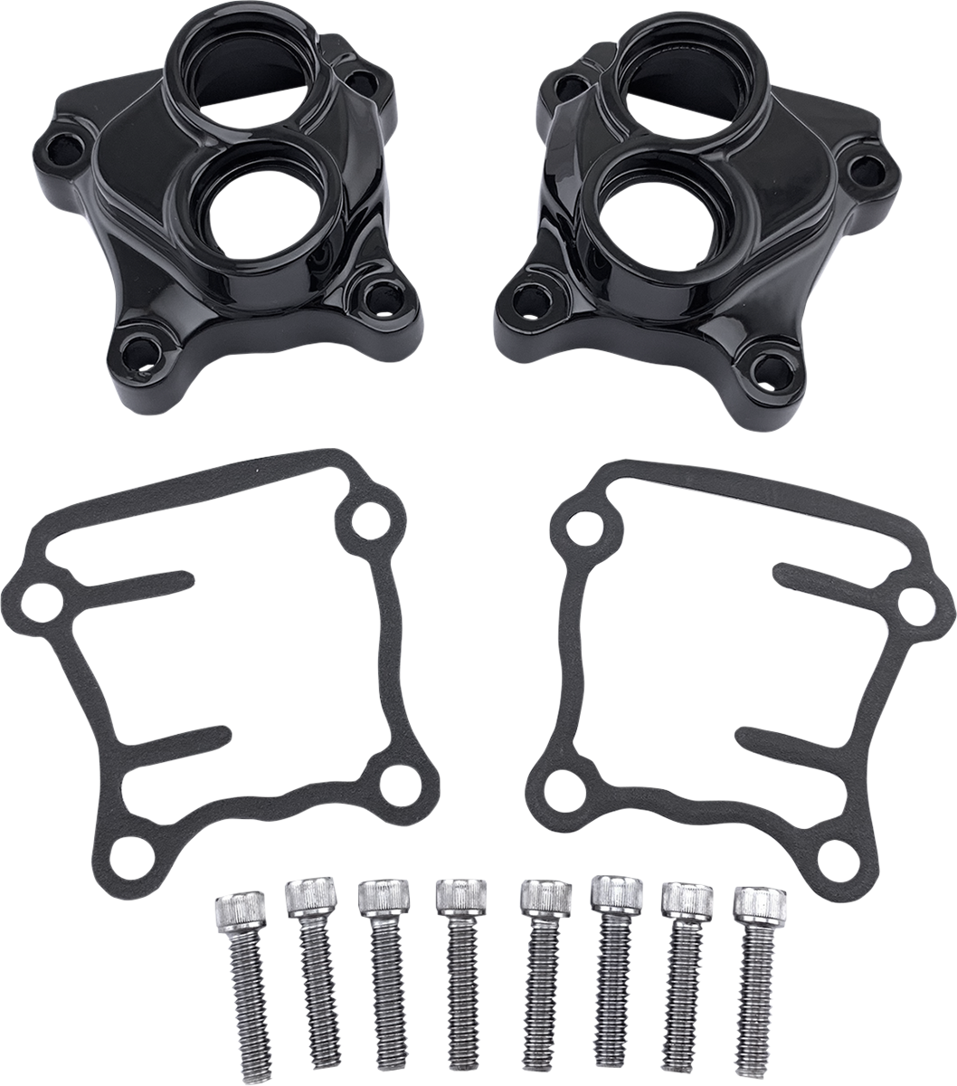 Gloss black Drag Specialties lifter cover for Twin Cam I04-0889GB motorcycle engine, featuring a sleek, durable design.