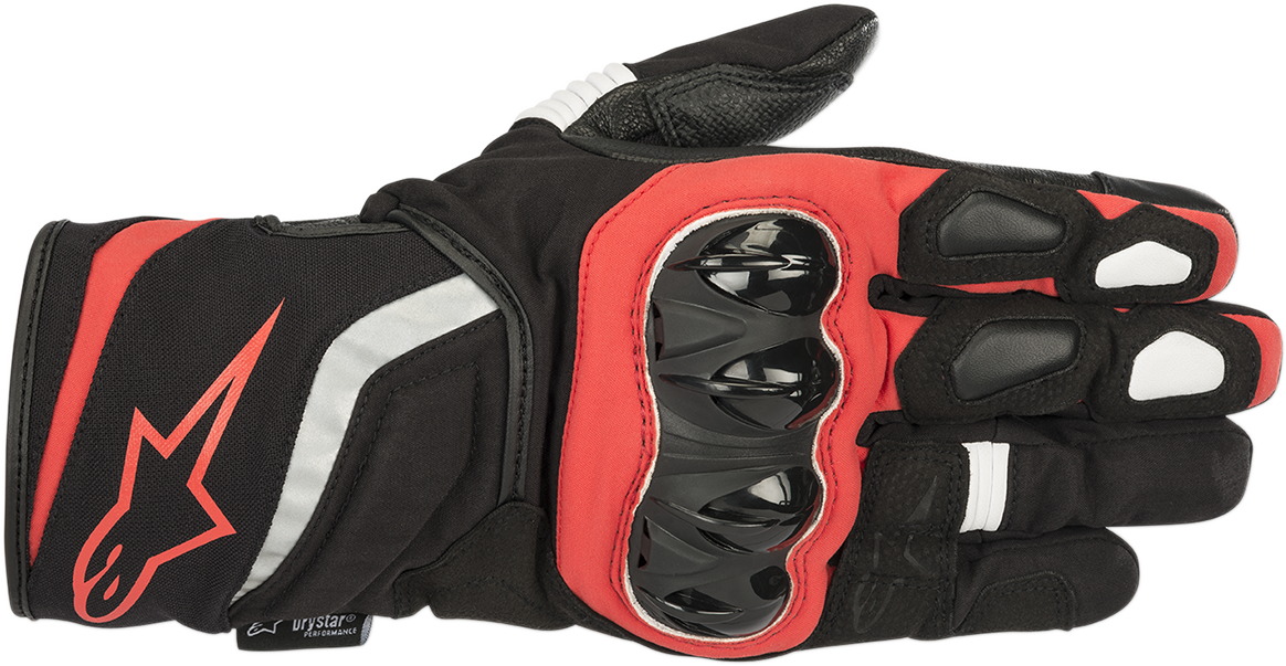 Black and red ALPINESTARS T-SP W Drystar® motorcycle gloves in 3XL, featuring protective knuckles and adjustable wrist straps.