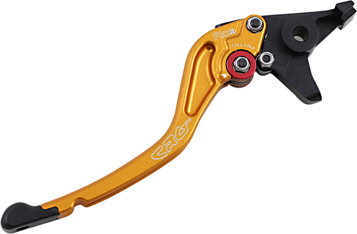 CRG RC2 standard brake lever in gold with 2AN-581-T-G model number, shown in close-up on a clean background.