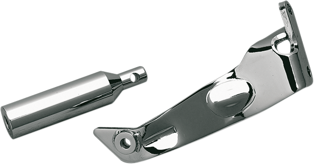 Chrome floorboard mounting stud for Harley FLST, left front, by Drag Specialties, used for securing floorboards on motorcycle.