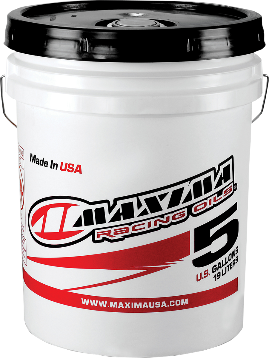 Maxima Racing Oil SXS UTV synthetic 4T engine oil 5W-40, 5-gallon container with label and part number 30-46505.