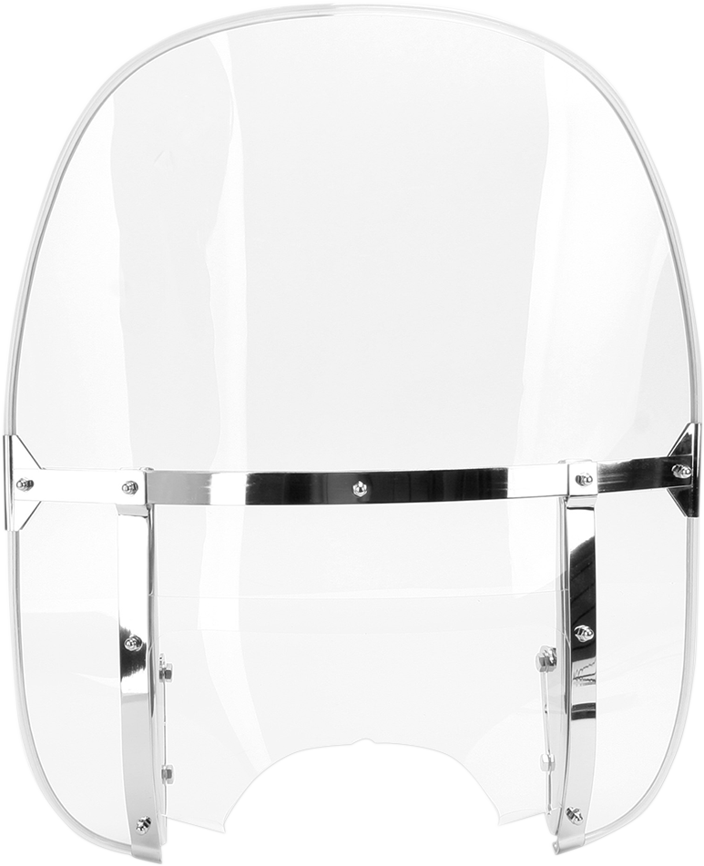 Clear DRAG SPECIALTIES windshield kit for motorcycles, showing the transparent windscreen and mounting hardware.
