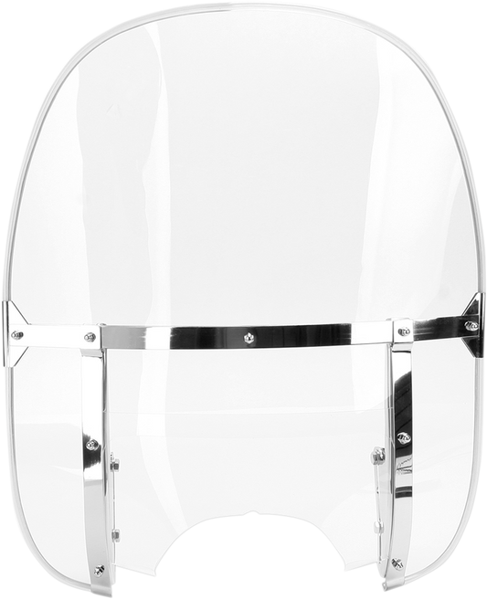 Clear DRAG SPECIALTIES windshield kit for motorcycles, showing the transparent windscreen and mounting hardware.