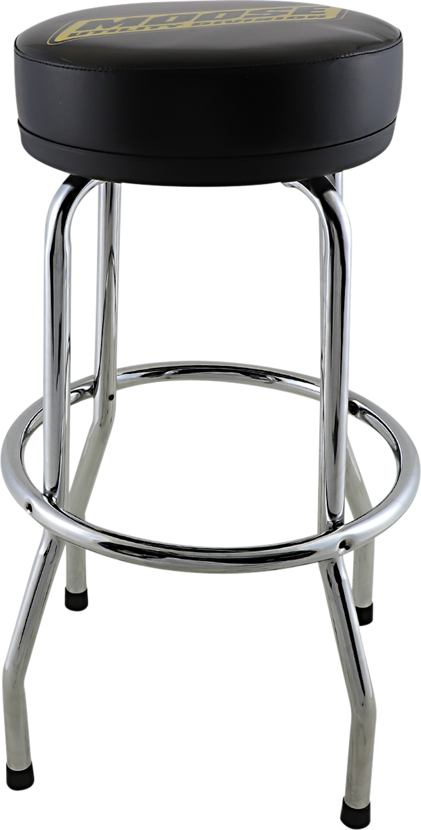 Moose Offroad X80-6020MU black and yellow bar stool with logo, featuring a sturdy metal frame and padded seat for comfort.
