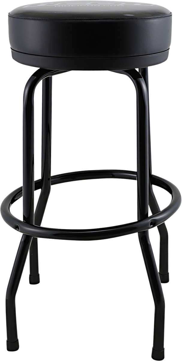 ICON Black Bar Stool X80-6020ICB with chrome pedestals, featuring a sleek design and cushioned seat for modern bar seating.