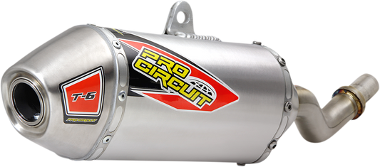 Pro Circuit T-6 muffler for Kawasaki KLX300R motorcycle, showing the sleek black and chrome exhaust with branding details.