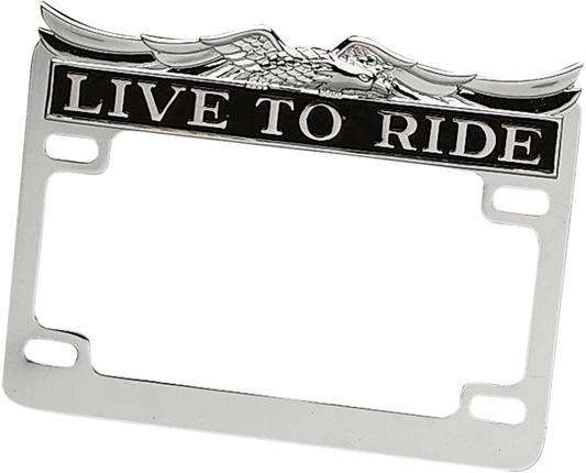 Chrome license plate frame with eagle design by Drag Specialties, model 28-6014-BC732, featuring detailed eagle artwork.