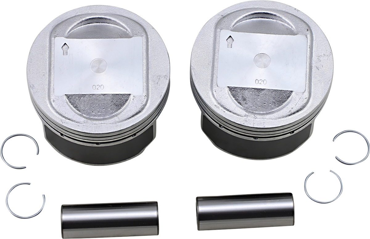 Drag Specialties Big Bore Piston for Twin Cam engines, part number 22661-99A-020, shown in the image.