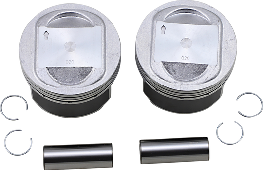 Drag Specialties Big Bore Piston for Twin Cam engines, part number 22661-99A-020, shown in the image.