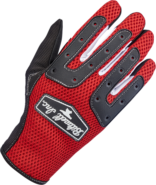 Red BILTWELL Anza Gloves in 2XL size, showcasing durable leather construction and detailed stitching.