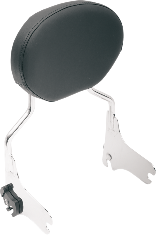 Oval sissy bar pad in smooth black for FL motorcycles, part of Drag Specialties Seats collection, designed for model years 1999-2022.