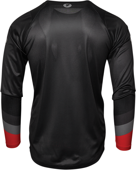 Black and Heather Gray THOR Assist long-sleeve mountain biking jersey, XL size, featuring lightweight, breathable fabric and MTB design.