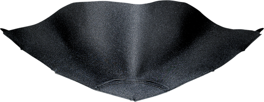 Black Z1R Range Neck Curtain for Z1R Range helmets, shown attached to helmet in close-up image.