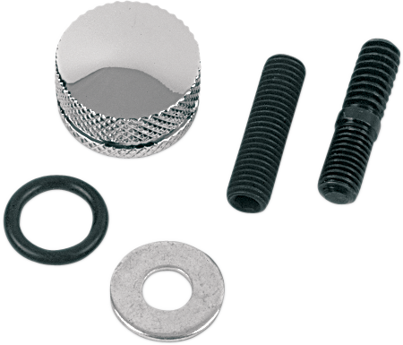 Chrome seat mounting knob with knurled edge by DRAG SPECIALTIES, designed for secure motorcycle seat installation.